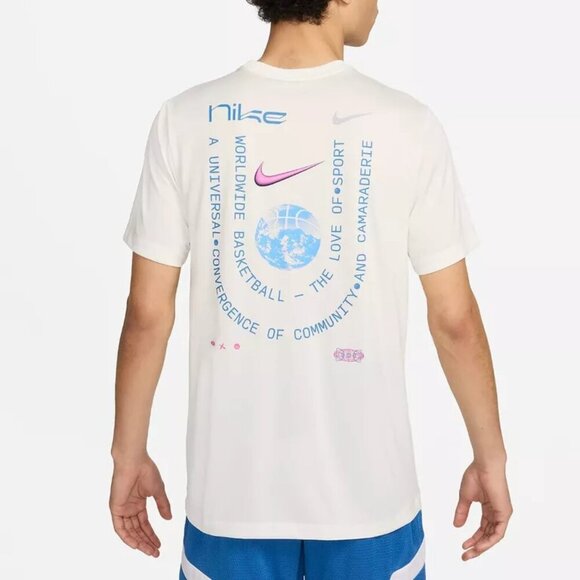 NIKE BASKETBALL "Worldwide Wordsmith Tee" MEN'S T-SHIRT FV8412-133 (WHITE) - Picture 2 of 2